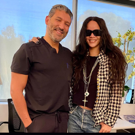 Dr. Soroudi with Rihanna Smiling